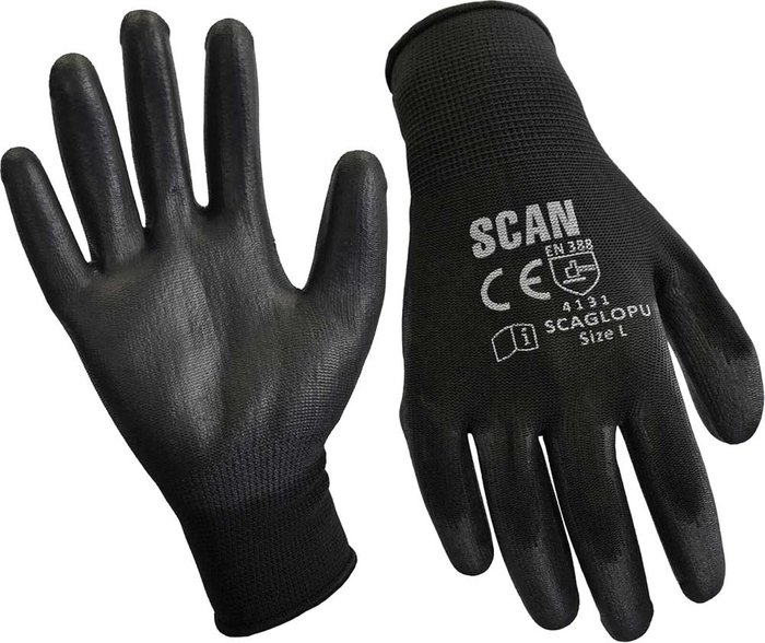 Tooled Up | Scan Scan PU Coated Work Gloves Black M Pack of 240 Scan Scan PU Coated Work Gloves Black M Pack of 240
