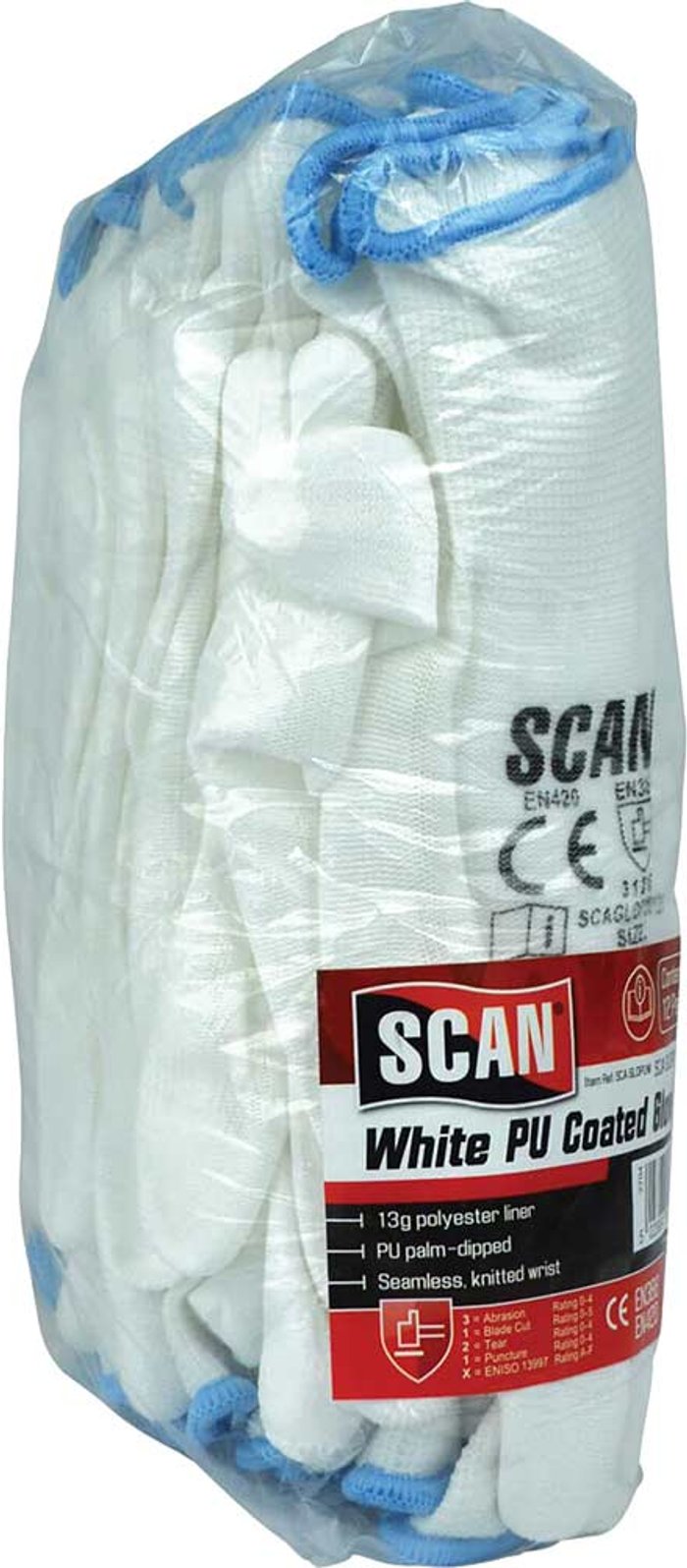 Tooled Up | Scan Scan PU Coated Work Gloves White L Pack of 12 Scan Scan PU Coated Work Gloves White L Pack of 12
