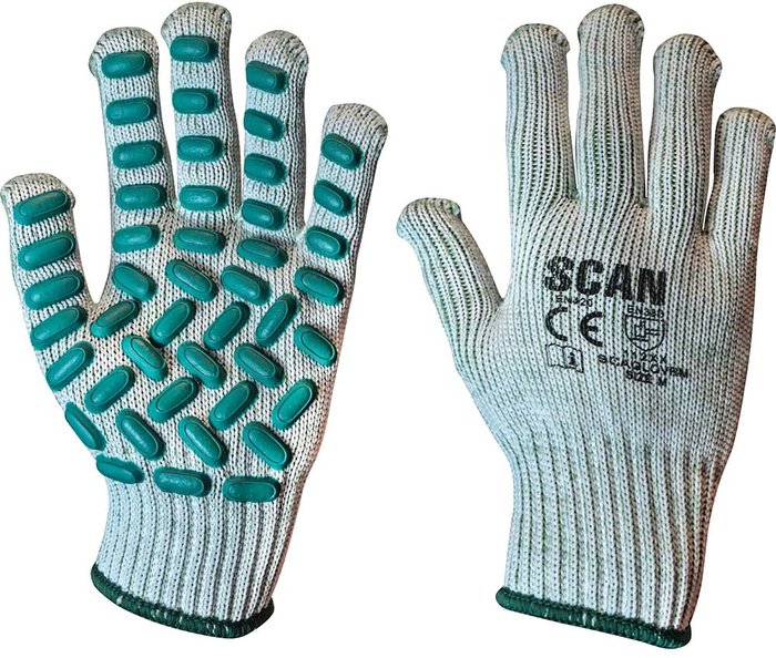 Tooled Up | Scan Scan Vibration Resistant Latex Foam Gloves Grey / Green M Scan Scan Vibration Resistant Latex Foam Gloves Grey / Green M
