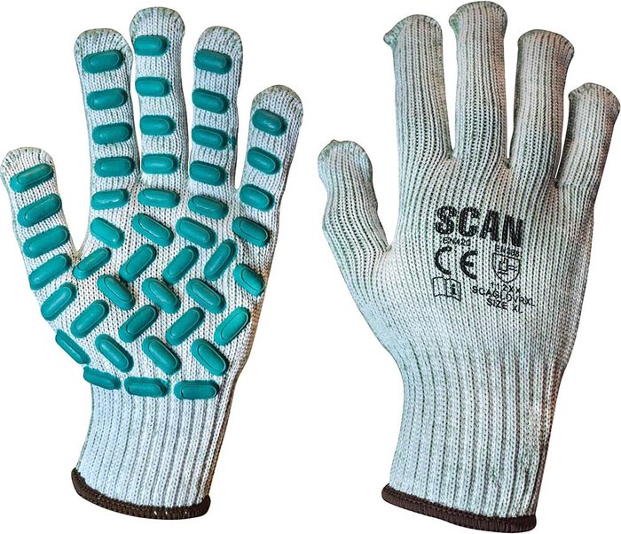 Tooled Up | Scan Scan Vibration Resistant Latex Foam Gloves Grey / Green XL Scan Scan Vibration Resistant Latex Foam Gloves Grey / Green XL