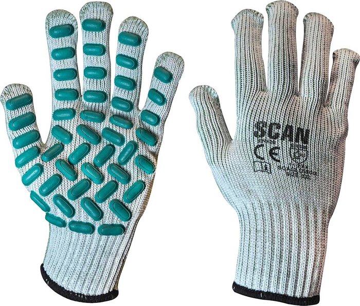 Tooled Up | Scan Scan Vibration Resistant Latex Foam Gloves Grey / Green 2XL Scan Scan Vibration Resistant Latex Foam Gloves Grey / Green 2XL