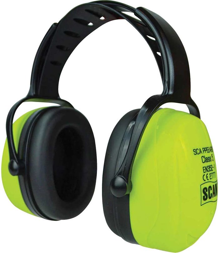 Tooled Up | Scan Scan Hi Vis Yellow Ear Defenders Scan Scan Hi Vis Yellow Ear Defenders