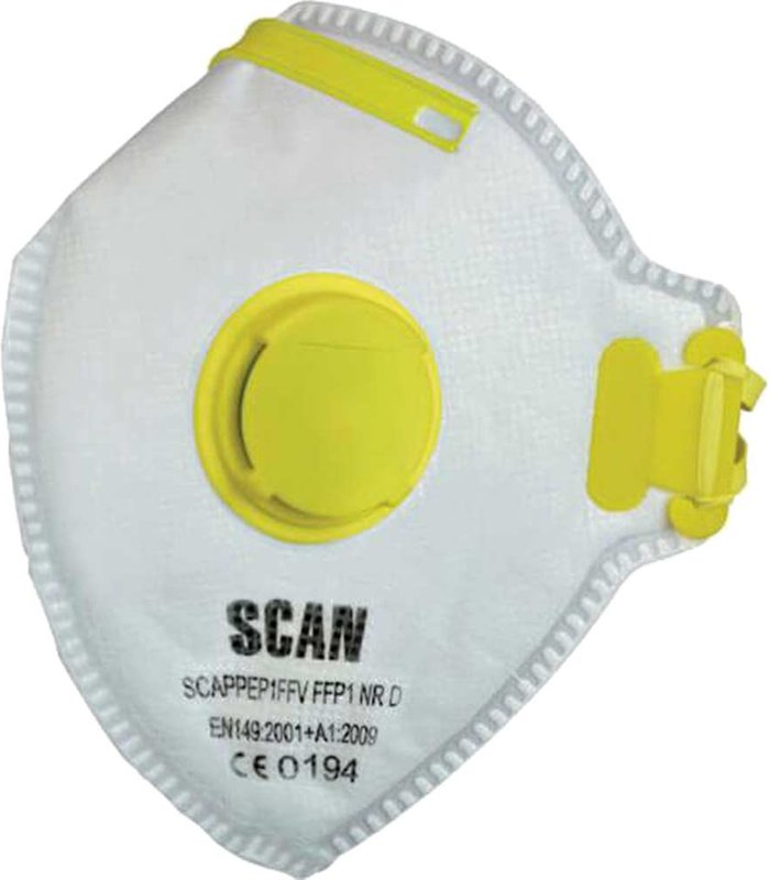 Tooled Up | Scan Scan FFP1 Fold Flat Valved Disposable Mask Pack of 3 Scan Scan FFP1 Fold Flat Valved Disposable Mask Pack of 3