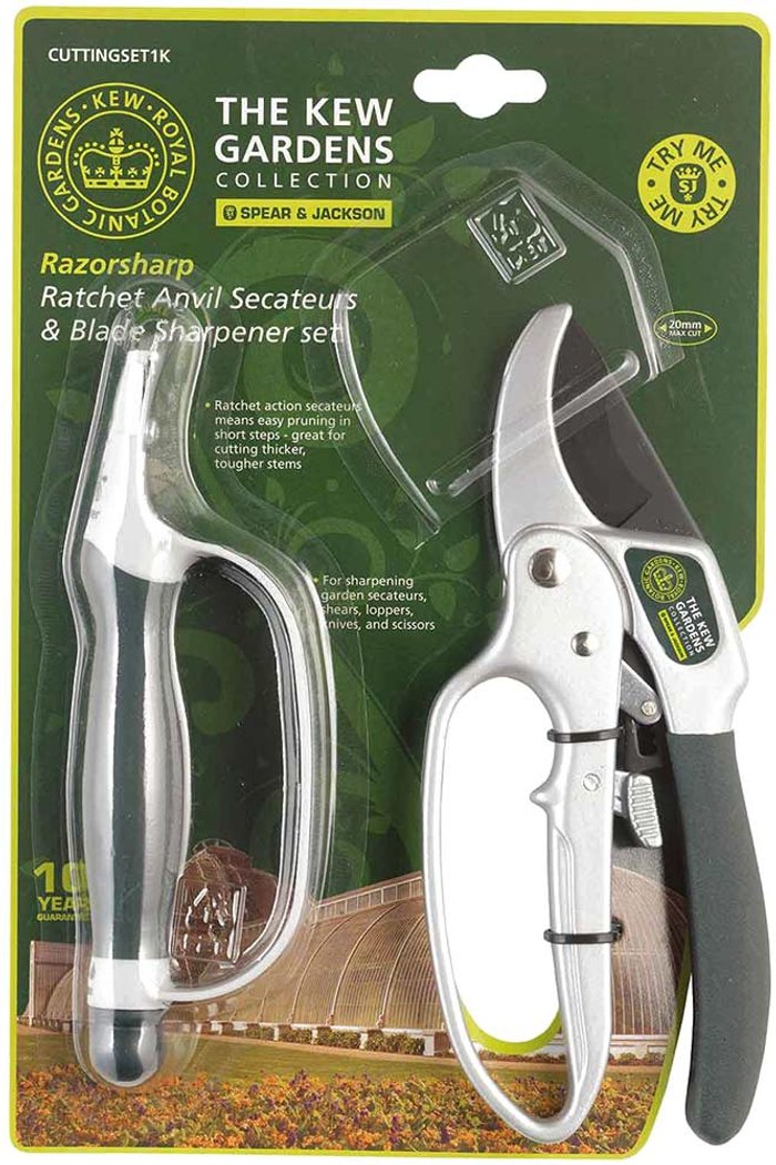 Tooled Up | Spear & Jackson Spear & Jackson Anvil Secateurs & Sharpener Gift Set - Kew Gardens Range Spear & Jackson Spear & Jackson Anvil Secateurs & Sharpener Gift Set - Kew Gardens Range