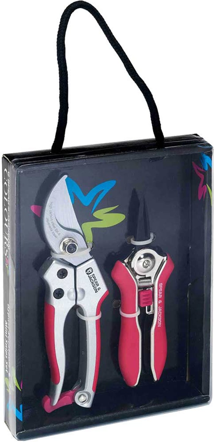Tooled Up | Spear and Jackson Spear and Jackson Colours Pink Bypass Secateurs and Mini Snips Set Spear and Jackson Spear and Jackson Colours Pink Bypass Secateurs and Mini Snips Set