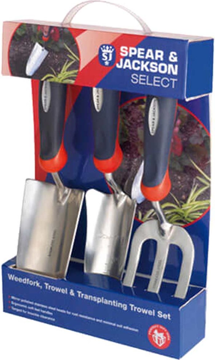 Tooled Up | Spear and Jackson Spear and Jackson 3 Piece Select Stainless Steel Hand Trowel and Weedfork Set Spear and Jackson Spear and Jackson 3 Piece Select Stainless Steel Hand Trowel and Weedfork Set