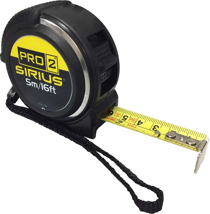 Tooled Up | Sirius Sirius Pro-2 Tape Measure Imperial & Metric 16ft / 5m 19mm Sirius Sirius Pro-2 Tape Measure Imperial & Metric 16ft / 5m 19mm