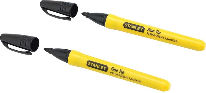 Tooled Up | Stanley Stanley Black Fine Tip Permanent Marker Pens Pack of 2 Stanley Stanley Black Fine Tip Permanent Marker Pens Pack of 2