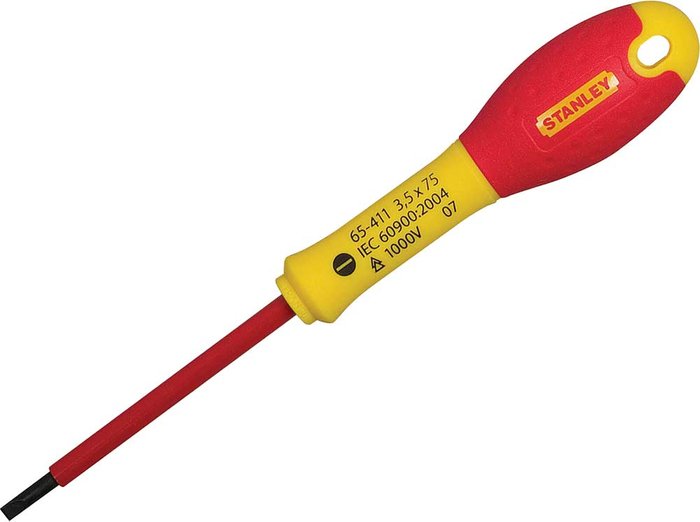 Tooled Up | Stanley Stanley FatMax Insulated Parallel Slotted Screwdriver 4mm 100mm Stanley Stanley FatMax Insulated Parallel Slotted Screwdriver 4mm 100mm