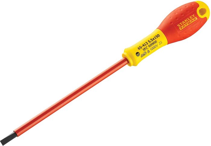 Tooled Up | Stanley Stanley FatMax Insulated Parallel Slotted Screwdriver 5.5mm 150mm Stanley Stanley FatMax Insulated Parallel Slotted Screwdriver 5.5mm 150mm