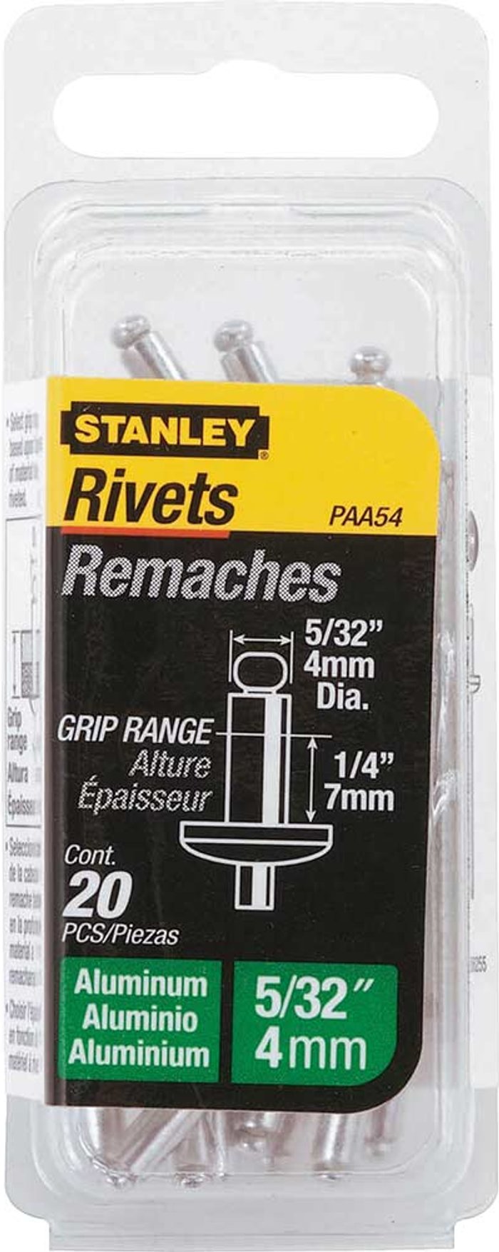 Tooled Up | Stanley Stanley Aluminium Pop Rivets 4mm Medium Pack of 20 Stanley Stanley Aluminium Pop Rivets 4mm Medium Pack of 20