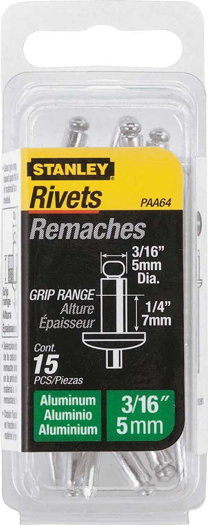 Tooled Up | Stanley Stanley Aluminium Pop Rivets 5mm Medium Pack of 15 Stanley Stanley Aluminium Pop Rivets 5mm Medium Pack of 15