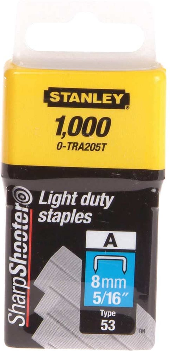 Tooled Up | Stanley Stanley Light Duty Staples 8mm Pack of 1000 Stanley Stanley Light Duty Staples 8mm Pack of 1000