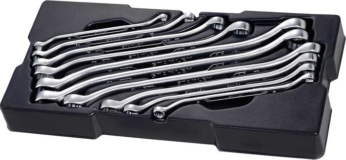 Tooled Up | Stanley Stanley 10 Piece Offset Double Ring Spanner Set Module Stanley Stanley 10 Piece Offset Double Ring Spanner Set Module