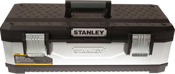 Tooled Up | Stanley Stanley Galvanised Metal Toolbox 26in Stanley Stanley Galvanised Metal Toolbox 26in