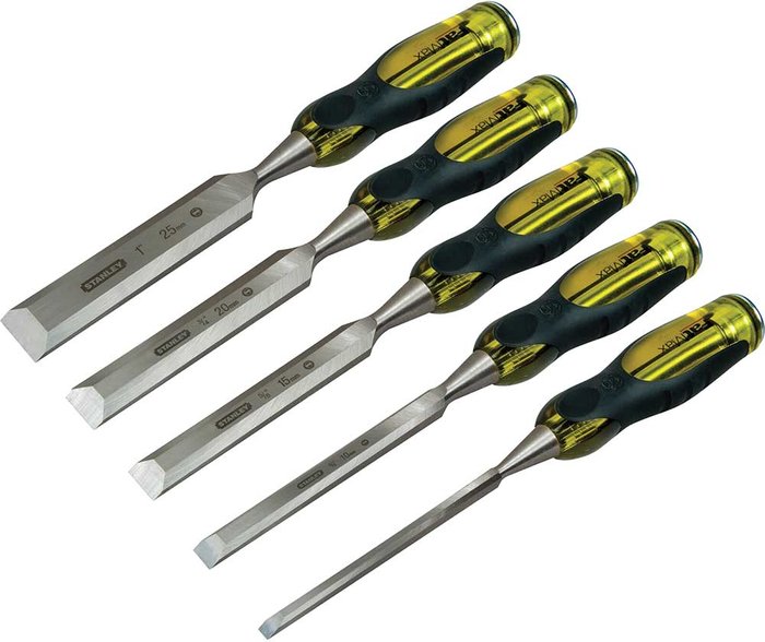 Tooled Up | Stanley Stanley FatMax 5 Piece Bevel Edge Wood Chisel Set Stanley Stanley FatMax 5 Piece Bevel Edge Wood Chisel Set