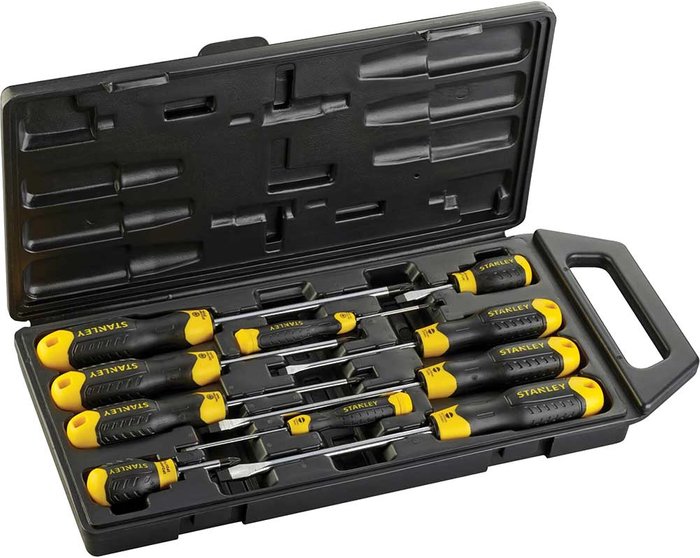 Tooled Up | Stanley Stanley 10 Piece Cushion Grip Pozi and Slotted Screwdriver Set Stanley Stanley 10 Piece Cushion Grip Pozi and Slotted Screwdriver Set