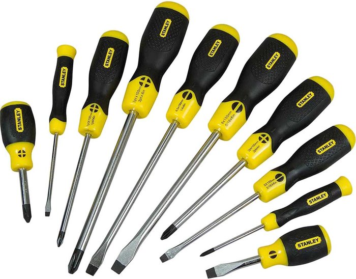 Tooled Up | Stanley Stanley 10 Piece Cushion Grip Phillips and Slotted Screwdriver Set Stanley Stanley 10 Piece Cushion Grip Phillips and Slotted Screwdriver Set