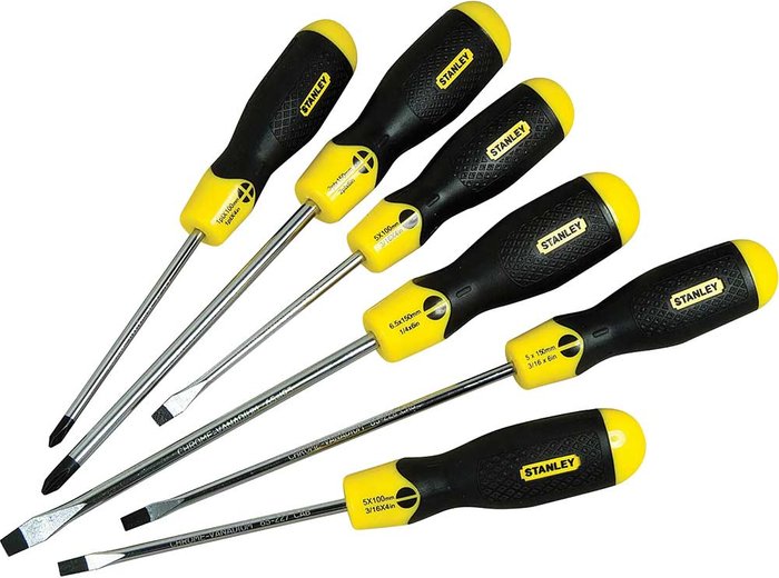 Tooled Up | Stanley Stanley 6PC Cushiongrip Screwdriver Set Stanley Stanley 6PC Cushiongrip Screwdriver Set