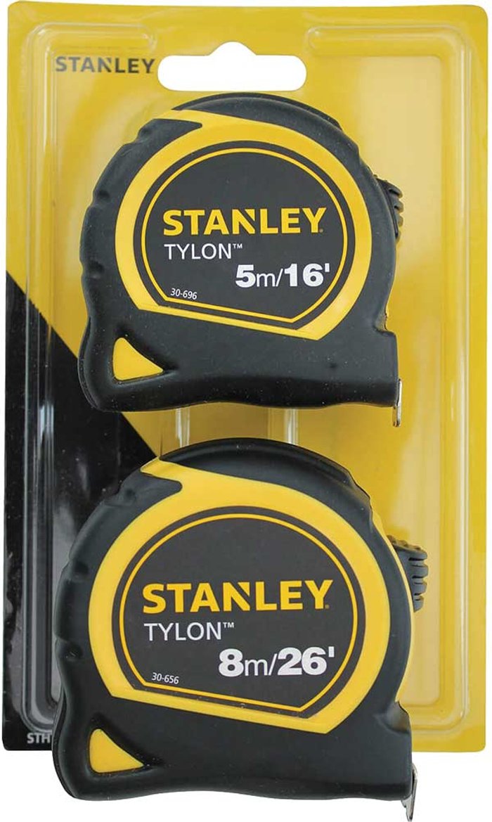 Tooled Up | Stanley Tylon™ Pocket Tapes 5m/16ft + 8m/26ft (Twin Pack) - Stanley ® Stanley Tylon™ Pocket Tapes 5m/16ft + 8m/26ft (Twin Pack) - Stanley ®