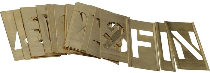 Tooled Up | Stencils Stencils Interlocking Brass Letter Stencil Set 1 Stencils Stencils Interlocking Brass Letter Stencil Set 1