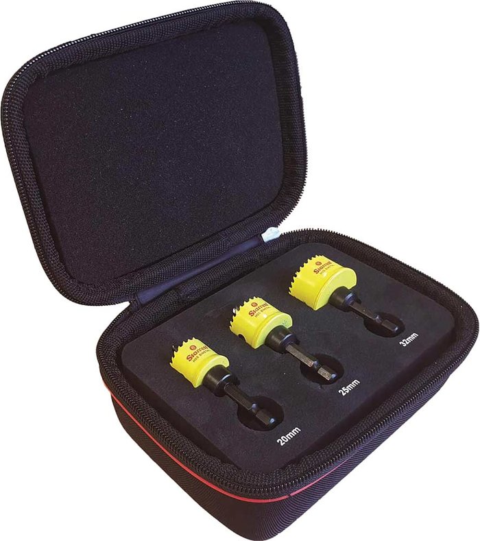 Tooled Up | Starrett Starrett KCS03001 3 Piece Cordless Smooth Cut Bi-Metal Holesaw Kit Starrett Starrett KCS03001 3 Piece Cordless Smooth Cut Bi-Metal Holesaw Kit