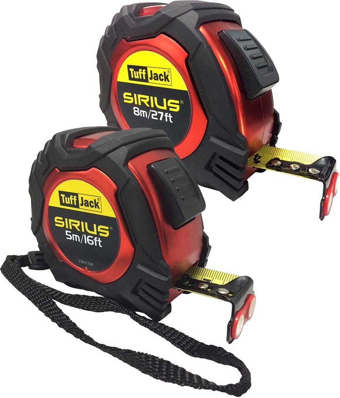 Tooled Up | Sirius Sirius Professional 2 Piece Tuff Jack Tape Measure Set Sirius Sirius Professional 2 Piece Tuff Jack Tape Measure Set
