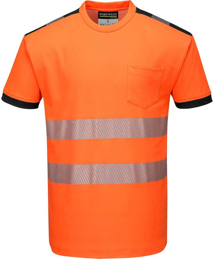 Tooled Up | Portwest Portwest PW3 Hi Vis Cotton Comfort Short Sleeve T Shirt Orange / Black XL Portwest Portwest PW3 Hi Vis Cotton Comfort Short Sleeve T Shirt Orange / Black XL