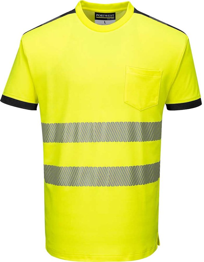 Tooled Up | Portwest Portwest PW3 Hi Vis Cotton Comfort Short Sleeve T Shirt Yellow / Black L Portwest Portwest PW3 Hi Vis Cotton Comfort Short Sleeve T Shirt Yellow / Black L