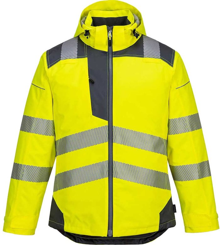 Tooled Up | Portwest Portwest PW3 Hi Vis Winter Rain Jacket Yellow / Grey 2XL Portwest Portwest PW3 Hi Vis Winter Rain Jacket Yellow / Grey 2XL