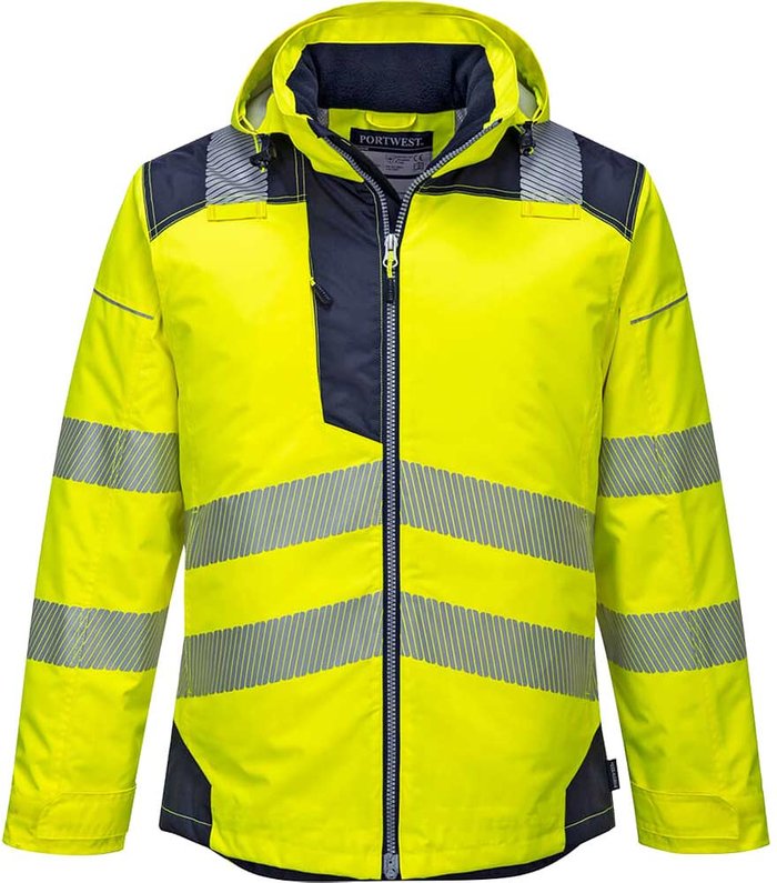 Tooled Up | Portwest Portwest PW3 Hi Vis Winter Rain Jacket Yellow / Navy S Portwest Portwest PW3 Hi Vis Winter Rain Jacket Yellow / Navy S