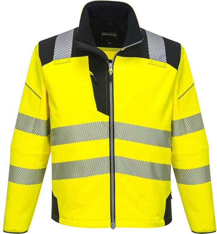 Tooled Up | Portwest Portwest PW3 Hi Vis Soft Shell Winter Rain Jacket Yellow / Black 3XL Portwest Portwest PW3 Hi Vis Soft Shell Winter Rain Jacket Yellow / Black 3XL