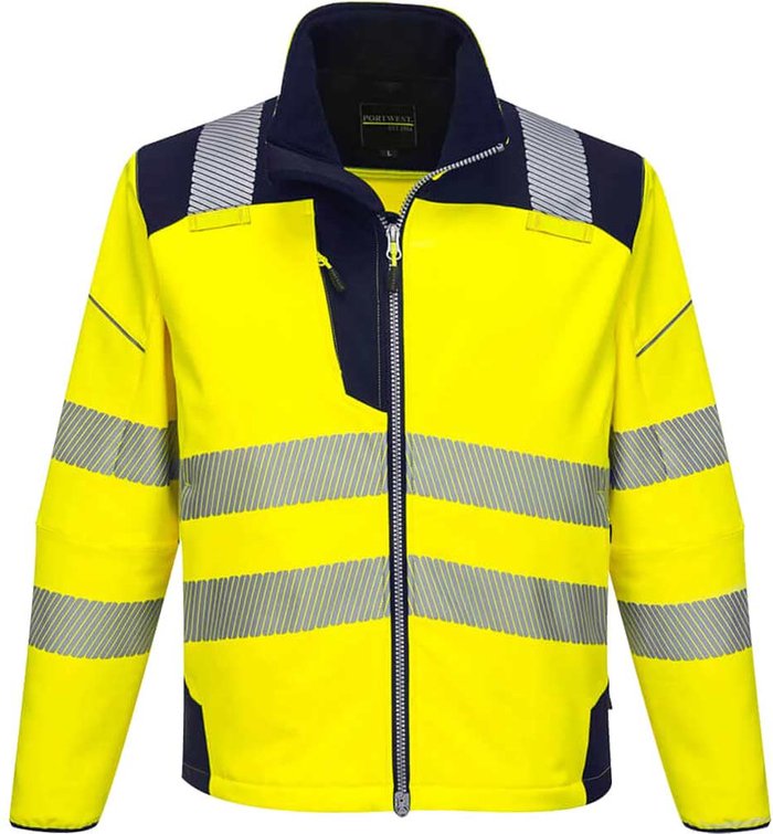 Tooled Up | Portwest Portwest PW3 Hi Vis Soft Shell Winter Rain Jacket Yellow / Navy 4XL Portwest Portwest PW3 Hi Vis Soft Shell Winter Rain Jacket Yellow / Navy 4XL