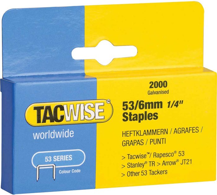 Tooled Up | Tacwise Tacwise 53/12 Staples 6mm Pack of 2000 Tacwise Tacwise 53/12 Staples 6mm Pack of 2000