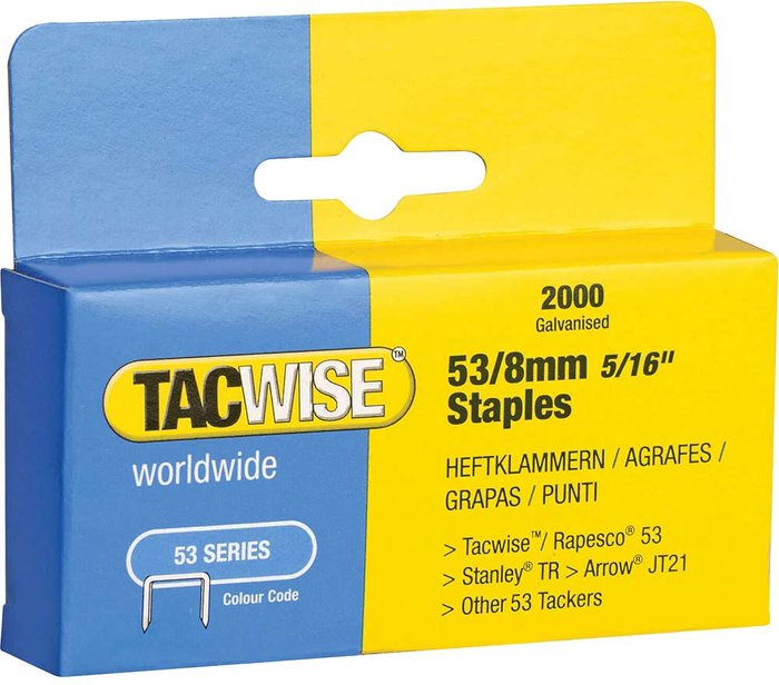 Tooled Up | Tacwise Tacwise 53/12 Staples 8mm Pack of 2000 Tacwise Tacwise 53/12 Staples 8mm Pack of 2000