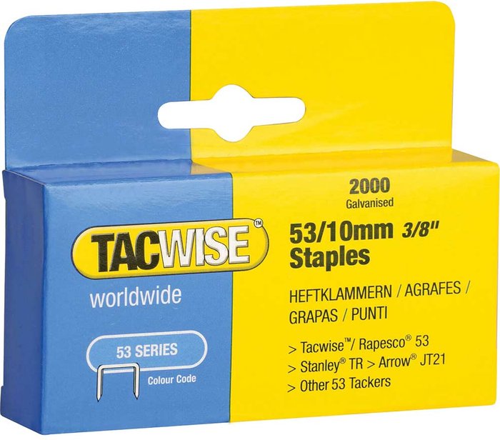 Tooled Up | Tacwise Tacwise 53/12 Staples 10mm Pack of 2000 Tacwise Tacwise 53/12 Staples 10mm Pack of 2000