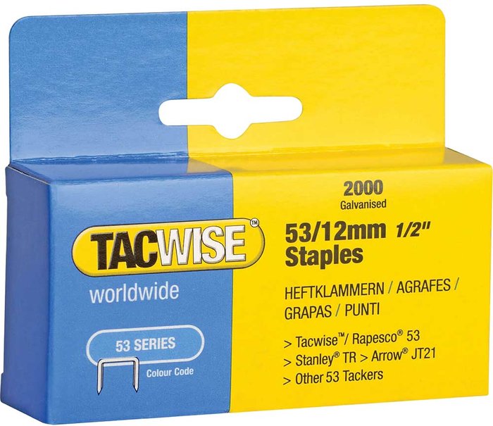 Tooled Up | Tacwise Tacwise 53/12 Staples 12mm Pack of 2000 Tacwise Tacwise 53/12 Staples 12mm Pack of 2000