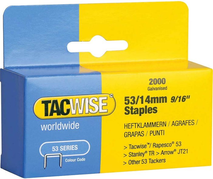 Tooled Up | Tacwise Tacwise 53/12 Staples 14mm Pack of 2000 Tacwise Tacwise 53/12 Staples 14mm Pack of 2000