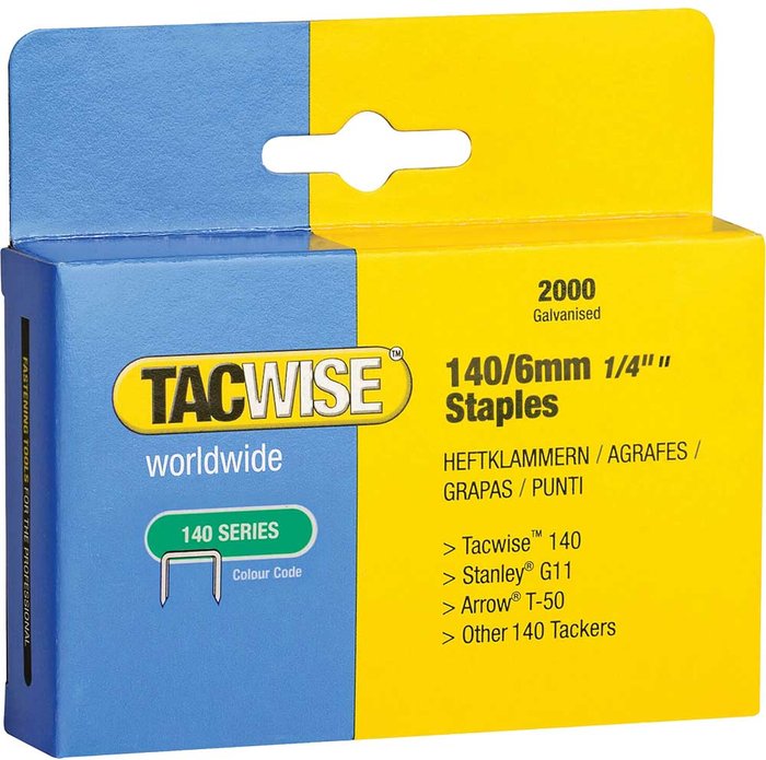 Tooled Up | Tacwise Tacwise 140 Staples 6mm Pack of 2000 Tacwise Tacwise 140 Staples 6mm Pack of 2000