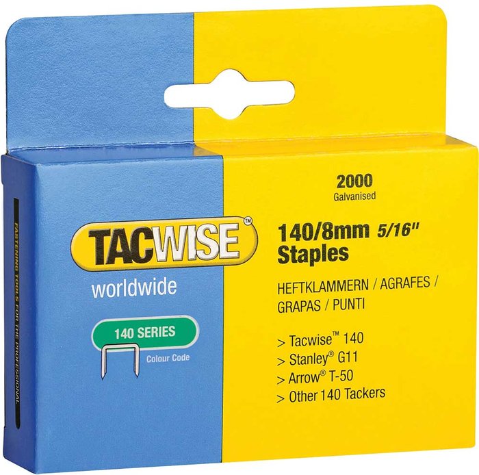 Tooled Up | Tacwise Tacwise 140 Staples 8mm Pack of 2000 Tacwise Tacwise 140 Staples 8mm Pack of 2000