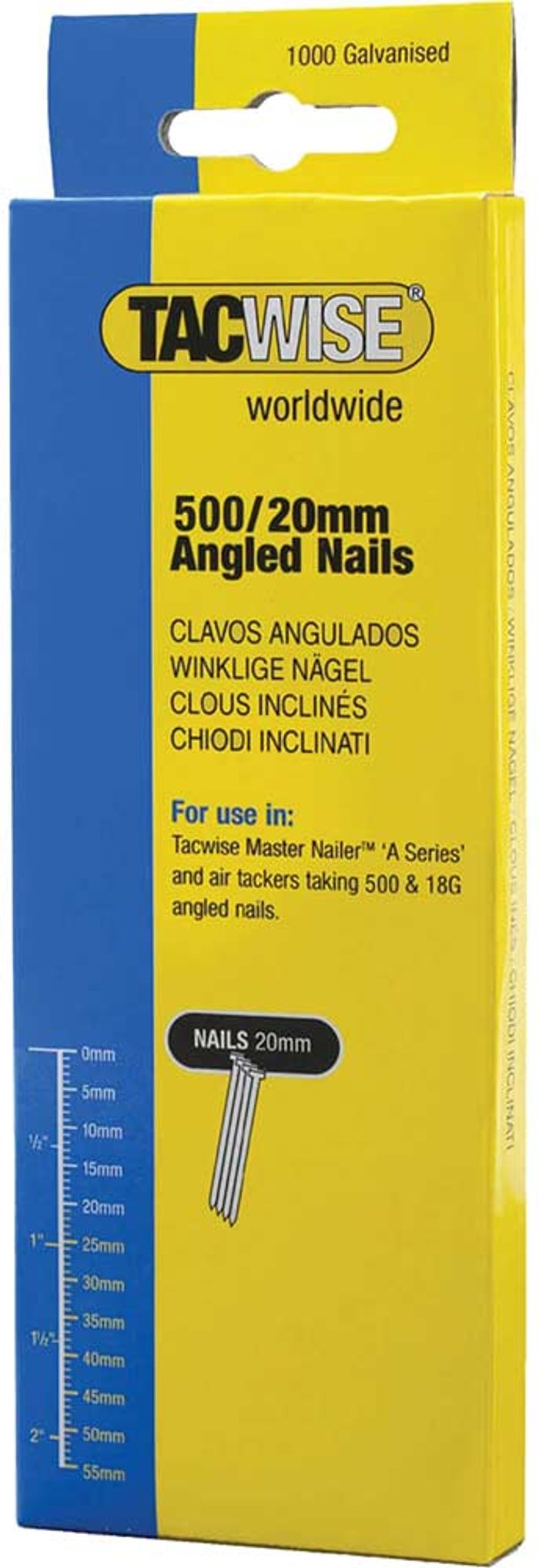 Tooled Up | Tacwise Tacwise 500 Series 18 Gauge Angled Brad Nails 40mm Pack of 1000 Tacwise Tacwise 500 Series 18 Gauge Angled Brad Nails 40mm Pack of 1000