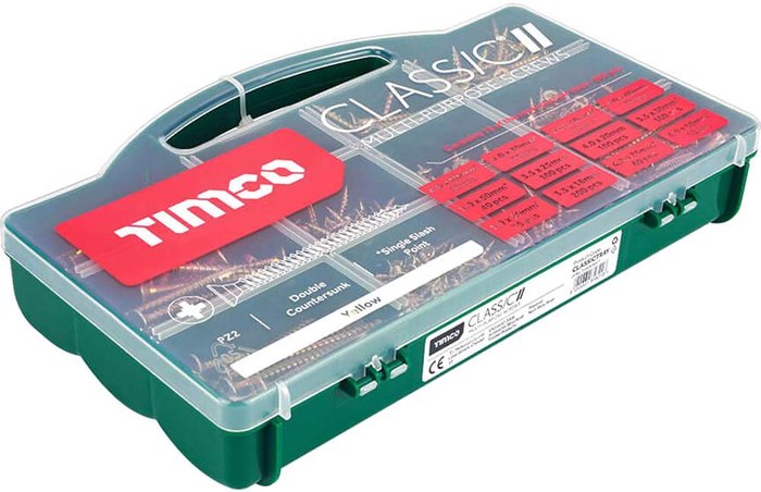 Tooled Up | Timco Classic Wood Screws Assorted Mixed Tray of 895 Timco Classic Wood Screws Assorted Mixed Tray of 895