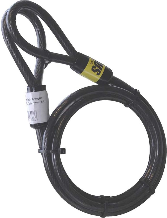 Tooled Up | Sirius Sirius High Tensile Heavy Duty Steel Security Cable 8mm 1800mm Sirius Sirius High Tensile Heavy Duty Steel Security Cable 8mm 1800mm