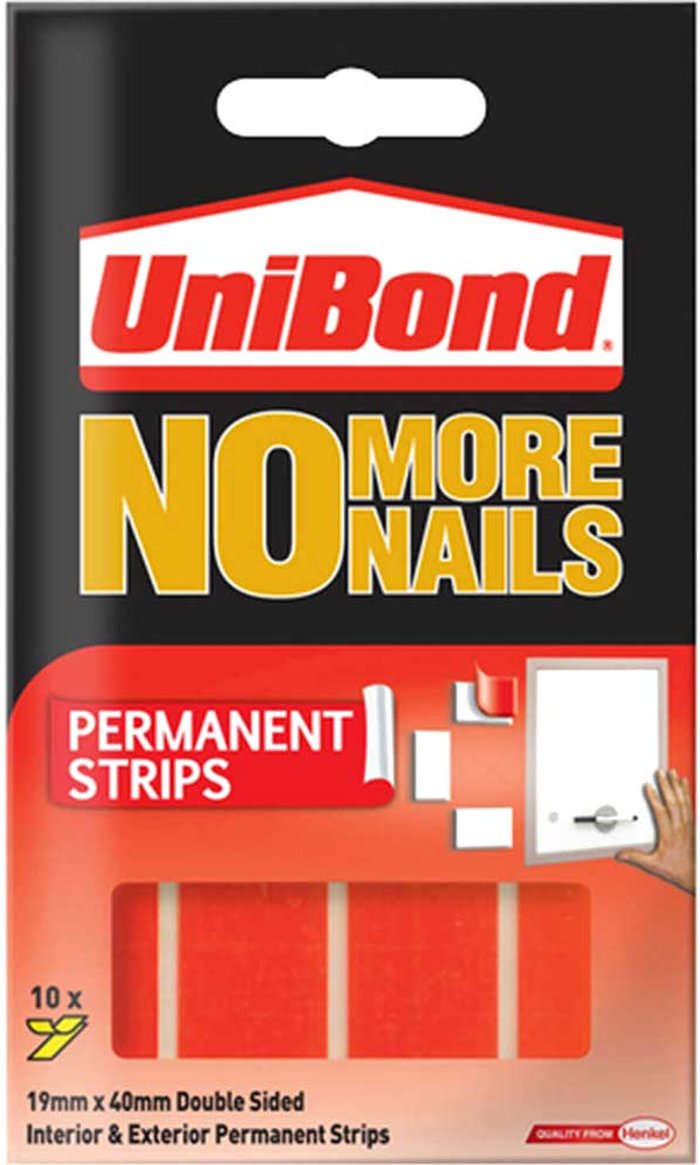 Tooled Up | UniBond No More Nails UniBond No More Nails Permanent Strips 10 Pack White UniBond No More Nails UniBond No More Nails Permanent Strips 10 Pack White
