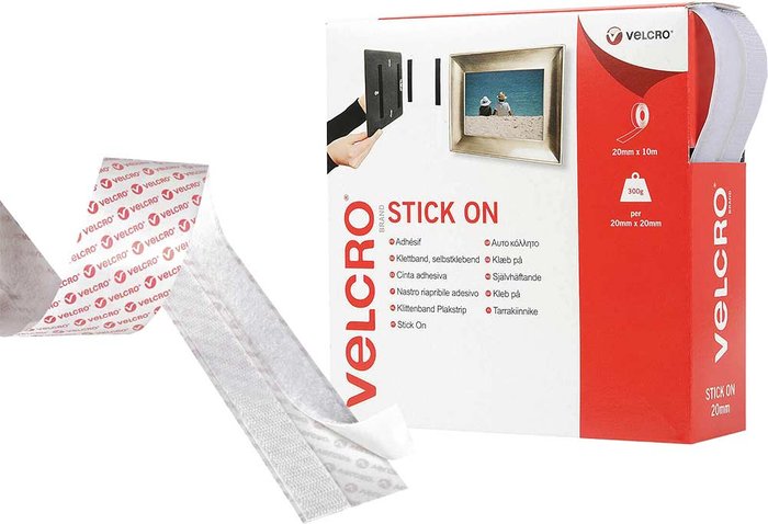 Tooled Up | Velcro® Brand Velcro Stick On Tape White 20mm 10m Pack of 1 Velcro® Brand Velcro Stick On Tape White 20mm 10m Pack of 1