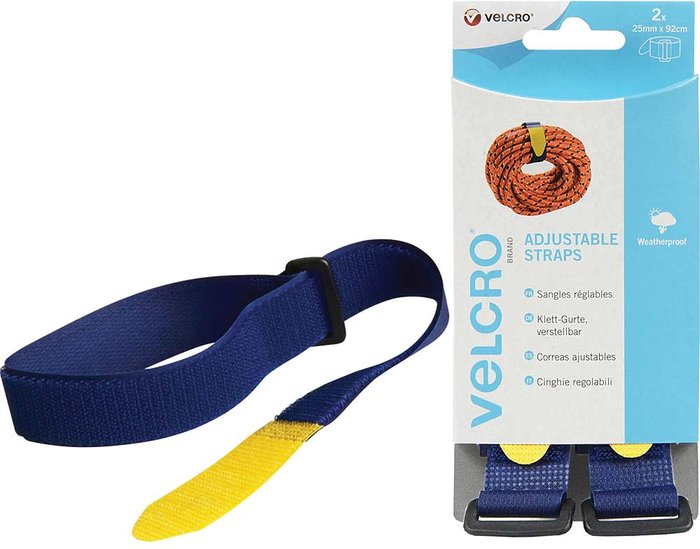 Tooled Up | Velcro® Brand Velcro Adjustable Straps Blue 25mm 920mm Pack of 2 Velcro® Brand Velcro Adjustable Straps Blue 25mm 920mm Pack of 2