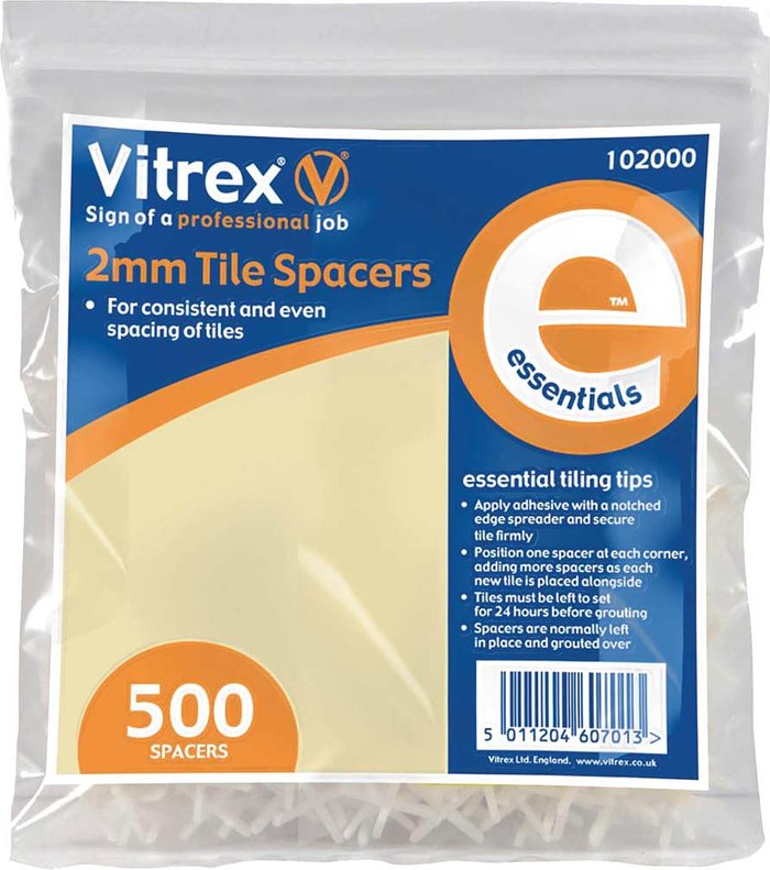 Tooled Up | Vitrex Vitrex Essential Tile Spacers 2mm Pack of 500 Vitrex Vitrex Essential Tile Spacers 2mm Pack of 500