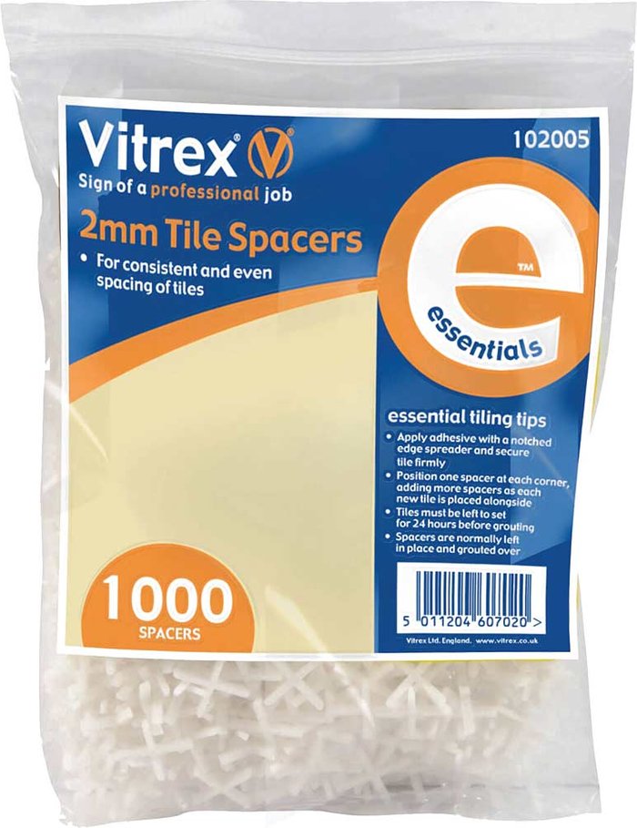 Tooled Up | Vitrex Vitrex Plastic Tile Spacers Pack of 1000 2mm Vitrex Vitrex Plastic Tile Spacers Pack of 1000 2mm