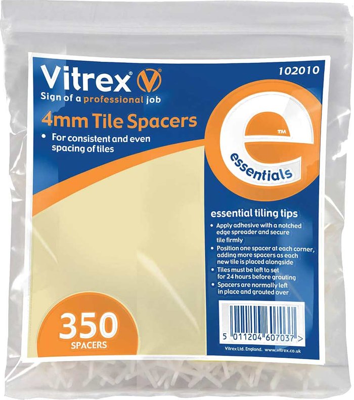 Tooled Up | Vitrex Vitrex Essential Tile Spacers 4mm Pack of 350 Vitrex Vitrex Essential Tile Spacers 4mm Pack of 350