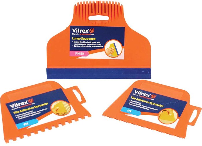 Tooled Up | Vitrex Vitrex 3 Piece Tiling Spreader and Squeegee Kit Vitrex Vitrex 3 Piece Tiling Spreader and Squeegee Kit